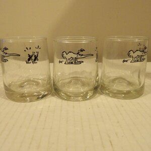 + Vtg Set of 3 BC Comics Johnny Hart Anteater 3" Pinched Art Rock Glasses 1970s